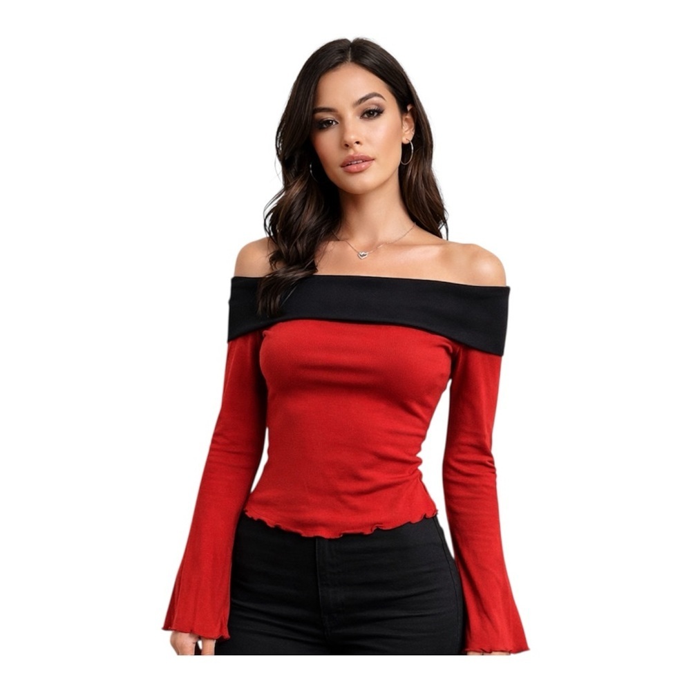 Remass Y2K Indie Sleaze Off Shoulder Bell Sleeve Going Out Top Size XS